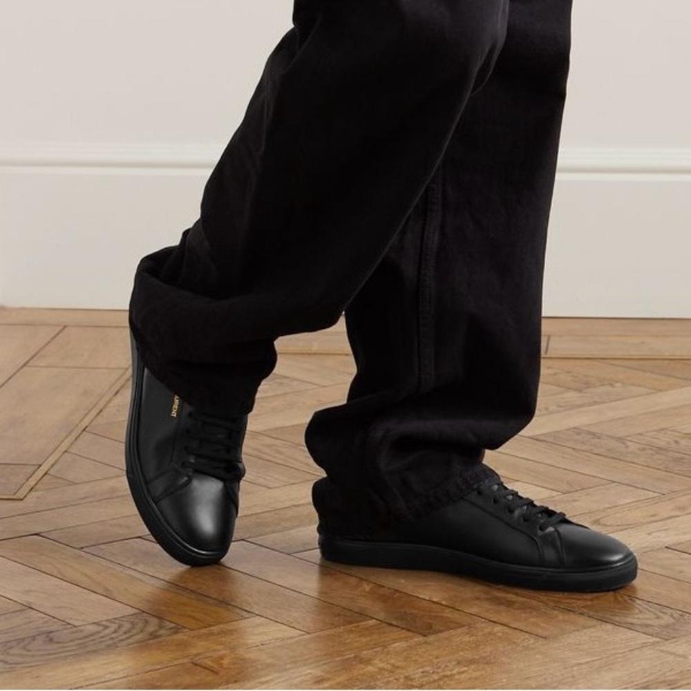 Saint Laurent Mens Andy Shoe Leather Size 12 Black EUC Retail $790.00 - Picture 2 of 13